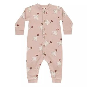 Baby Girls' Rylee + Cru Doves Button Down Long Sleeve Jumpsuit